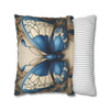 Pillow Case Butterfly in Blue and Cream Throw Pillow| Butterfly Art Nouveau Throw Pillows | Living Room, Nursery, Bedroom, Dorm Room Pillows