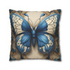 Pillow Case Butterfly in Blue and Cream Throw Pillow| Butterfly Art Nouveau Throw Pillows | Living Room, Nursery, Bedroom, Dorm Room Pillows