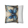 Pillow Case Butterfly in Blue and Cream Throw Pillow| Butterfly Art Nouveau Throw Pillows | Living Room, Nursery, Bedroom, Dorm Room Pillows