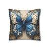 Pillow Case Butterfly in Blue and Cream Throw Pillow| Butterfly Art Nouveau Throw Pillows | Living Room, Nursery, Bedroom, Dorm Room Pillows