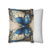 Pillow Case Butterfly in Blue and Cream Throw Pillow| Butterfly Art Nouveau Throw Pillows | Living Room, Nursery, Bedroom, Dorm Room Pillows
