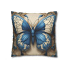 Pillow Case Butterfly in Blue and Cream Throw Pillow| Butterfly Art Nouveau Throw Pillows | Living Room, Nursery, Bedroom, Dorm Room Pillows