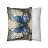 Pillow Case Butterfly in Blue and Cream Throw Pillow| Butterfly Art Nouveau Throw Pillows | Living Room, Nursery, Bedroom, Dorm Room Pillows