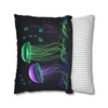 Pillow Case Glowing Jellyfish in Green and Purple Throw Pillow| Nautical Throw Pillows| Ocean Theme| Living Room, Bedroom, Dorm Room Pillows