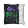 Pillow Case Glowing Jellyfish in Green and Purple Throw Pillow| Nautical Throw Pillows| Ocean Theme| Living Room, Bedroom, Dorm Room Pillows