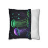 Pillow Case Glowing Jellyfish in Green and Purple Throw Pillow| Nautical Throw Pillows| Ocean Theme| Living Room, Bedroom, Dorm Room Pillows