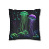 Pillow Case Glowing Jellyfish in Green and Purple Throw Pillow| Nautical Throw Pillows| Ocean Theme| Living Room, Bedroom, Dorm Room Pillows