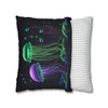 Pillow Case Glowing Jellyfish in Green and Purple Throw Pillow| Nautical Throw Pillows| Ocean Theme| Living Room, Bedroom, Dorm Room Pillows