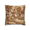 Pillow Case Brown and Cream Village Throw Pillows| Brown and Cream Village Throw Pillow | Living Room, Nursery, Bedroom, Dorm Room Pillows