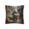 Pillow Case Alfred Easter Bunny With Baskets of Eggs Throw Pillows| Alfred Rabbit Throw Pillow | Living Room, Nursery, Bedroom, Dorm Pillows