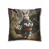 Pillow Case Alfred Easter Bunny With Baskets of Eggs Throw Pillows| Alfred Rabbit Throw Pillow | Living Room, Nursery, Bedroom, Dorm Pillows