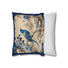 Pillow Case Blue and Beige Bird Asian Throw Pillow| Royal Trim| Living Room Sofa Couch Throw Pillows | Living Room, Bedroom, Dorm Pillows