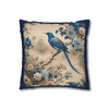 Pillow Case Blue and Beige Bird Asian Throw Pillow| Royal Trim| Living Room Sofa Couch Throw Pillows | Living Room, Bedroom, Dorm Pillows