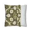 Pillow Case Folk Art Floral Olive Green Throw Pillows| Olive Green Folk Art Throw Pillow | Living Room, Nursery, Bedroom, Dorm Room Pillows