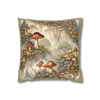 Magical Woodland Mushroom Throw Pillow Sage Trim| William Morris Inspired| Cottagecore Toile