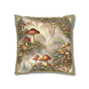 Magical Woodland Mushroom Throw Pillow Sage Trim| William Morris Inspired| Cottagecore Toile