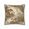 Magical Woodland Mushroom Throw Pillow Sage Trim| William Morris Inspired| Cottagecore Toile