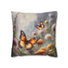 Pillow Case Butterfly Field Throw Pillow| Orange Butterflies and Wildflowers Throw Pillows Cover| Sofa Couch Pillow Cushion| Living Room 