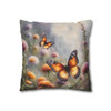 Pillow Case Butterfly Field Throw Pillow| Orange Butterflies and Wildflowers Throw Pillows Cover| Sofa Couch Pillow Cushion| Living Room 