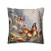 Pillow Case Butterfly Field Throw Pillow| Orange Butterflies and Wildflowers Throw Pillows Cover| Sofa Couch Pillow Cushion| Living Room 