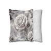 Pillow Case Gray Rose Throw Pillow| Throw Pillows | Living Room, Bedroom, Dorm Room Pillows