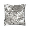 Pillow Case Gray Flowers Throw Pillow| Throw Pillows | Living Room, Bedroom, Dorm Room Pillows