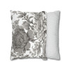 Pillow Case Gray Flowers Throw Pillow| Throw Pillows | Living Room, Bedroom, Dorm Room Pillows
