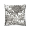 Pillow Case Gray Flowers Throw Pillow| Throw Pillows | Living Room, Bedroom, Dorm Room Pillows