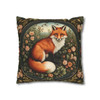 Pillow Case Woodland Fox Throw Pillow| William Morris Inspired| Cottagecore | Living Room, Bedroom, Dorm Room