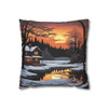 Pillow Case Winter Evening on Black Throw Pillows| Art Nouveau Throw Pillow | Living Room, Bedroom, Dorm Room Pillows