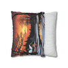 Pillow Case Winter Evening on Black Throw Pillows| Art Nouveau Throw Pillow | Living Room, Bedroom, Dorm Room Pillows