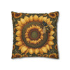 Pillow Case Honeybee on Sunflower Throw Pillows| William Morris Throw Pillow | Spring Cottagecore | Living Room, Dorm Room Pillows