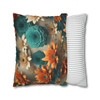 Pillow Case 3D Teal Orange Floral Throw Pillow| 3D Floral Throw Pillows | Living Room, Bedroom, Dorm Room Pillows