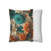 Pillow Case 3D Teal Orange Floral Throw Pillow| 3D Floral Throw Pillows | Living Room, Bedroom, Dorm Room Pillows