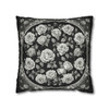 Pillow Case Roses on Black Gothic Throw Pillows| William Morris Throw Pillow | Cottagecore | Living Room, Dorm Room Pillows