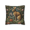 Pillow Case Woodland Rabbit Throw Pillows| William Morris Inspired Throw Pillow | Spring Cottagecore | Living Room, Dorm Room Pillows