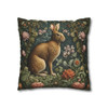 Pillow Case Woodland Rabbit Throw Pillows| William Morris Inspired Throw Pillow | Spring Cottagecore | Living Room, Dorm Room Pillows