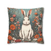 Pillow Case Vintage Garden Bunny Pillows| Spring Easter Rabbit Throw Pillow | Living Room, Nursery, Bedroom, Dorm Room Pillows