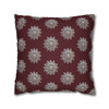 Pillow Case Silver Snowstorm in Maroon Throw Pillow| Sterling Silver Snowflakes Throw Pillows | Living Room, Bedroom, Dorm Room Pillows