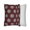 Pillow Case Silver Snowstorm in Maroon Throw Pillow| Sterling Silver Snowflakes Throw Pillows | Living Room, Bedroom, Dorm Room Pillows