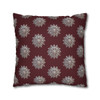 Pillow Case Silver Snowstorm in Maroon Throw Pillow| Sterling Silver Snowflakes Throw Pillows | Living Room, Bedroom, Dorm Room Pillows