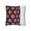 Pillow Case Silver Snowstorm in Maroon Throw Pillow| Sterling Silver Snowflakes Throw Pillows | Living Room, Bedroom, Dorm Room Pillows