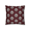 Pillow Case Silver Snowstorm in Maroon Throw Pillow| Sterling Silver Snowflakes Throw Pillows | Living Room, Bedroom, Dorm Room Pillows