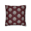Pillow Case Silver Snowstorm in Maroon Throw Pillow| Sterling Silver Snowflakes Throw Pillows | Living Room, Bedroom, Dorm Room Pillows