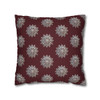 Pillow Case Silver Snowstorm in Maroon Throw Pillow| Sterling Silver Snowflakes Throw Pillows | Living Room, Bedroom, Dorm Room Pillows