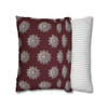 Pillow Case Silver Snowstorm in Maroon Throw Pillow| Sterling Silver Snowflakes Throw Pillows | Living Room, Bedroom, Dorm Room Pillows