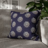 Pillow Case Silver Snowstorm in Midnight Blue Throw Pillow| Sterling Silver Snowflakes Throw Pillows | Living Room, Bedroom, Dorm Pillows