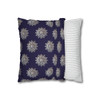 Pillow Case Silver Snowstorm in Midnight Blue Throw Pillow| Sterling Silver Snowflakes Throw Pillows | Living Room, Bedroom, Dorm Pillows