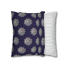 Pillow Case Silver Snowstorm in Midnight Blue Throw Pillow| Sterling Silver Snowflakes Throw Pillows | Living Room, Bedroom, Dorm Pillows