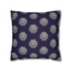 Pillow Case Silver Snowstorm in Midnight Blue Throw Pillow| Sterling Silver Snowflakes Throw Pillows | Living Room, Bedroom, Dorm Pillows